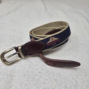 YRI‎ Belt Mens 36 Navy Wade Hampton Golf Club Leather Canvas Made in USA